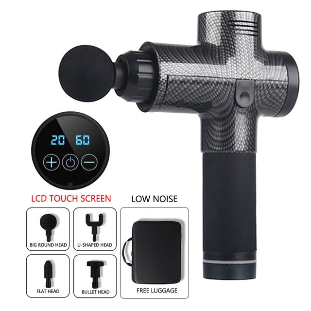 LCD Display Body Massage Gun Exercising Muscle Electric Massager Gun head Massager for Neck and Back Vibrator Slimming Shaping