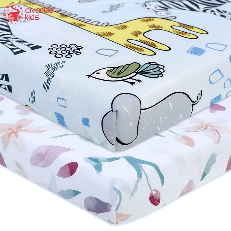 Newborn Baby Fitted Crib Sheets130*70 cm Cartoon Print  Bed Sheet Baby Bed Mattress Covers  for Unisex  Baby Boys Girls
