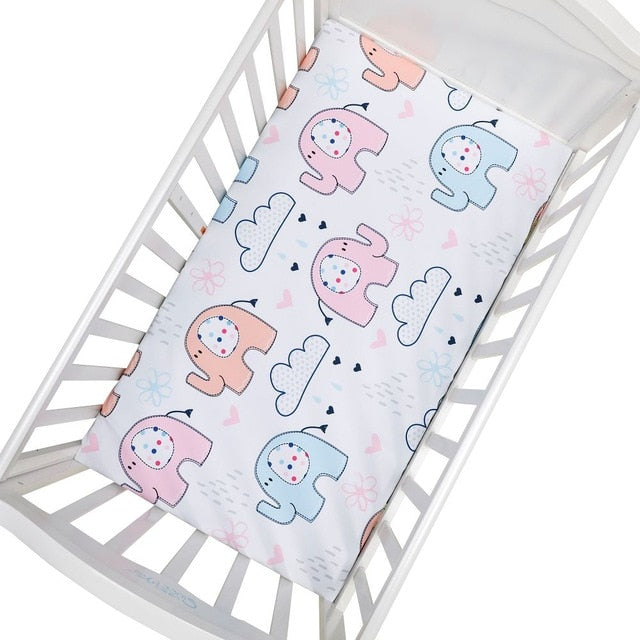 Newborn Baby Fitted Crib Sheets130*70 cm Cartoon Print  Bed Sheet Baby Bed Mattress Covers  for Unisex  Baby Boys Girls