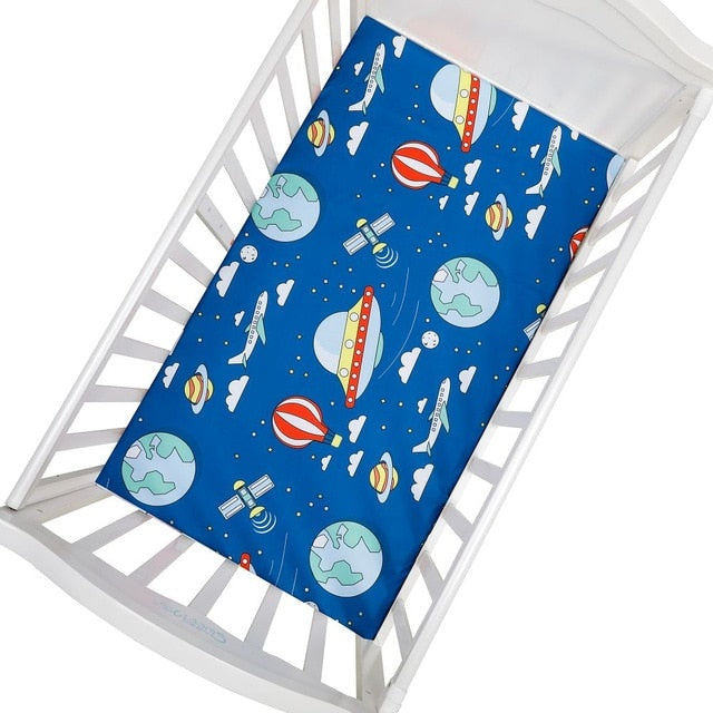 Newborn Baby Fitted Crib Sheets130*70 cm Cartoon Print  Bed Sheet Baby Bed Mattress Covers  for Unisex  Baby Boys Girls