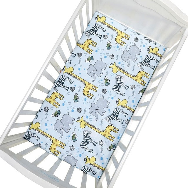 Newborn Baby Fitted Crib Sheets130*70 cm Cartoon Print  Bed Sheet Baby Bed Mattress Covers  for Unisex  Baby Boys Girls