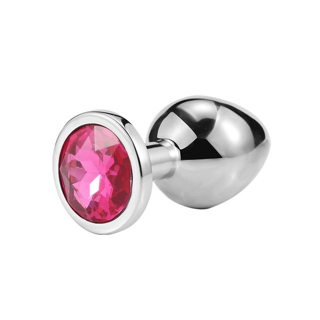 Colorful 1pcs  Stainless Steel Metal Anal Plug Booty Beads Crystal Jewelry Butt Plug For Women Man