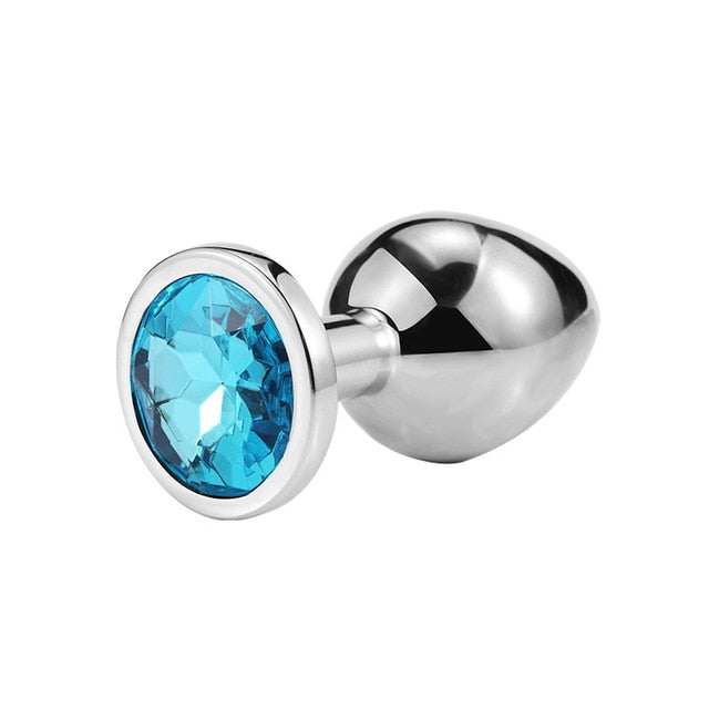 Colorful 1pcs  Stainless Steel Metal Anal Plug Booty Beads Crystal Jewelry Butt Plug For Women Man