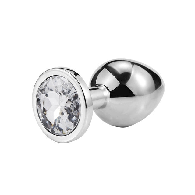 Colorful 1pcs  Stainless Steel Metal Anal Plug Booty Beads Crystal Jewelry Butt Plug For Women Man