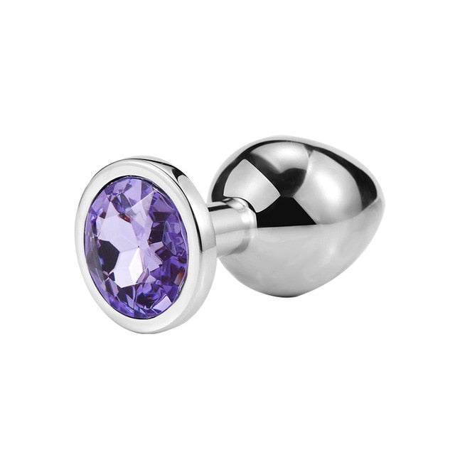 Colorful 1pcs  Stainless Steel Metal Anal Plug Booty Beads Crystal Jewelry Butt Plug For Women Man