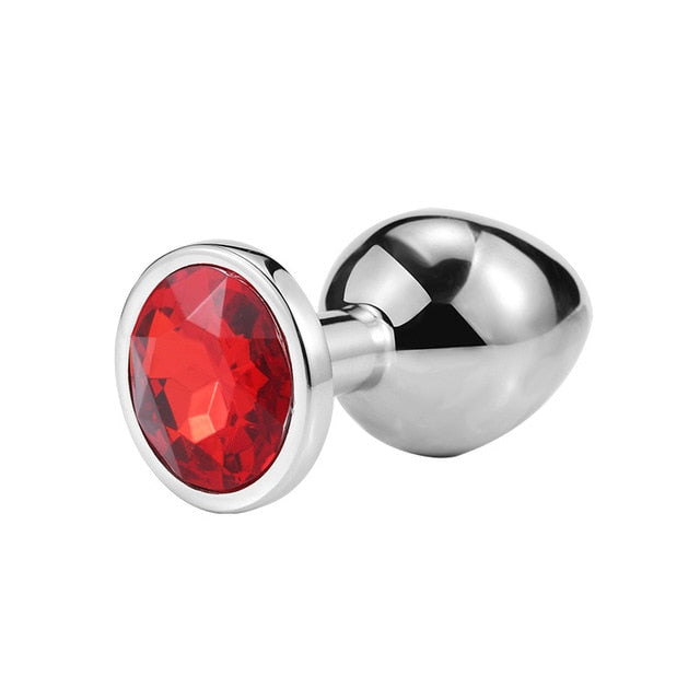 Colorful 1pcs  Stainless Steel Metal Anal Plug Booty Beads Crystal Jewelry Butt Plug For Women Man