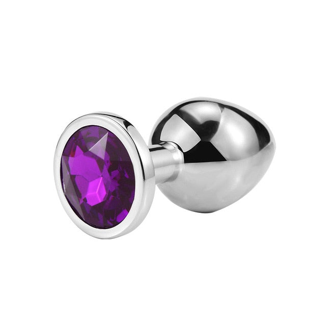 Colorful 1pcs  Stainless Steel Metal Anal Plug Booty Beads Crystal Jewelry Butt Plug For Women Man