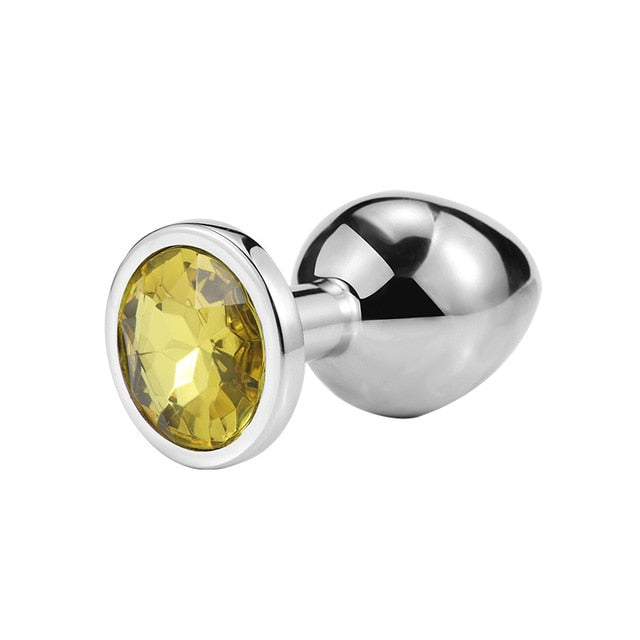 Colorful 1pcs  Stainless Steel Metal Anal Plug Booty Beads Crystal Jewelry Butt Plug For Women Man