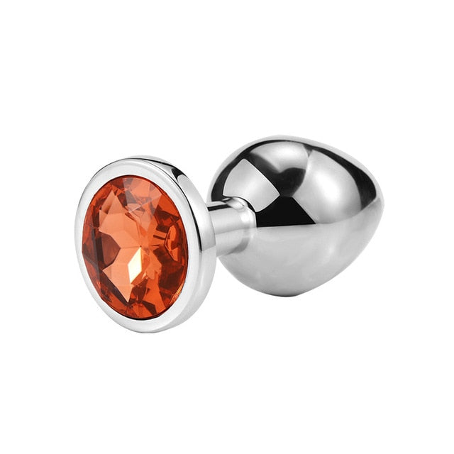 Colorful 1pcs  Stainless Steel Metal Anal Plug Booty Beads Crystal Jewelry Butt Plug For Women Man