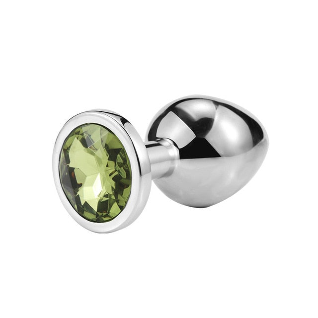 Colorful 1pcs  Stainless Steel Metal Anal Plug Booty Beads Crystal Jewelry Butt Plug For Women Man