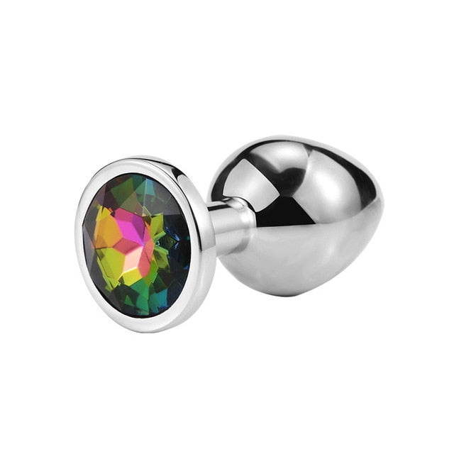 Colorful 1pcs  Stainless Steel Metal Anal Plug Booty Beads Crystal Jewelry Butt Plug For Women Man