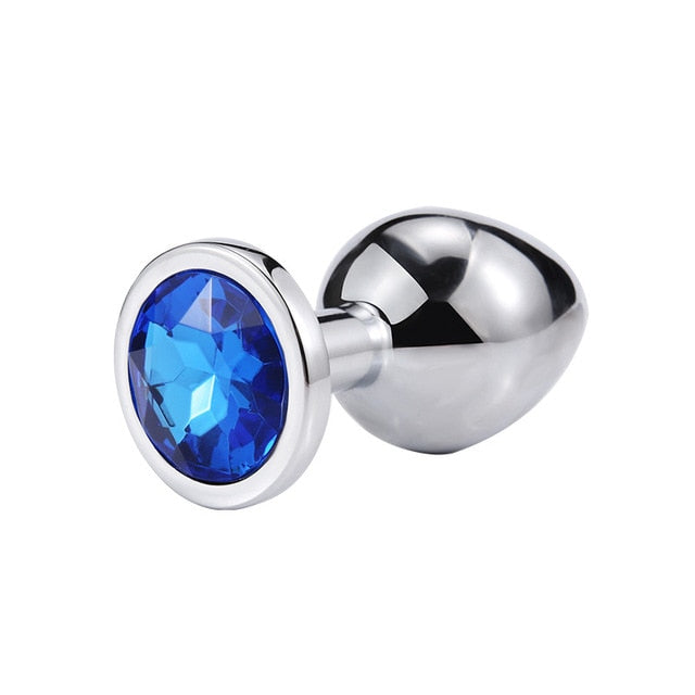 Colorful 1pcs  Stainless Steel Metal Anal Plug Booty Beads Crystal Jewelry Butt Plug For Women Man