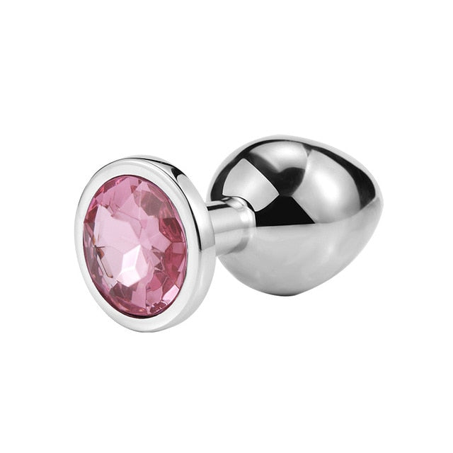 Colorful 1pcs  Stainless Steel Metal Anal Plug Booty Beads Crystal Jewelry Butt Plug For Women Man