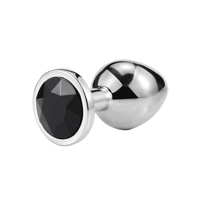 Colorful 1pcs  Stainless Steel Metal Anal Plug Booty Beads Crystal Jewelry Butt Plug For Women Man