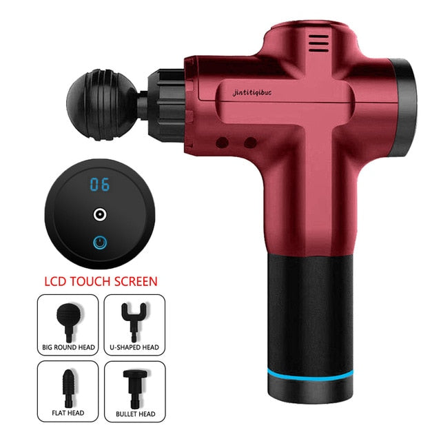 LCD Display Body Massage Gun Exercising Muscle Electric Massager Gun head Massager for Neck and Back Vibrator Slimming Shaping