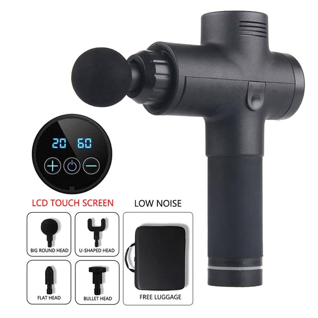 LCD Display Body Massage Gun Exercising Muscle Electric Massager Gun head Massager for Neck and Back Vibrator Slimming Shaping
