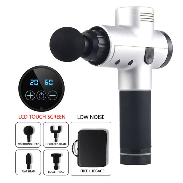 LCD Display Body Massage Gun Exercising Muscle Electric Massager Gun head Massager for Neck and Back Vibrator Slimming Shaping