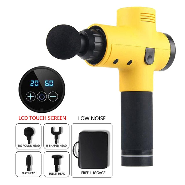LCD Display Body Massage Gun Exercising Muscle Electric Massager Gun head Massager for Neck and Back Vibrator Slimming Shaping