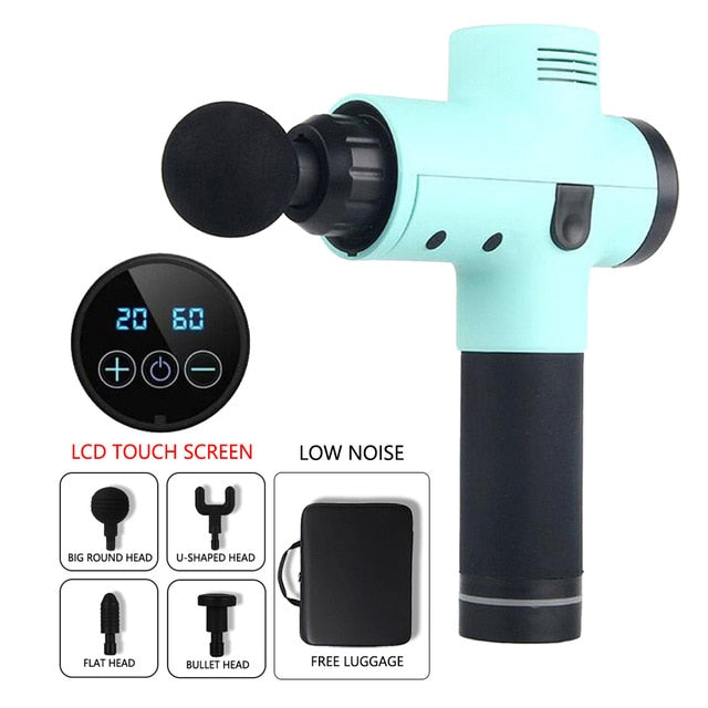 LCD Display Body Massage Gun Exercising Muscle Electric Massager Gun head Massager for Neck and Back Vibrator Slimming Shaping