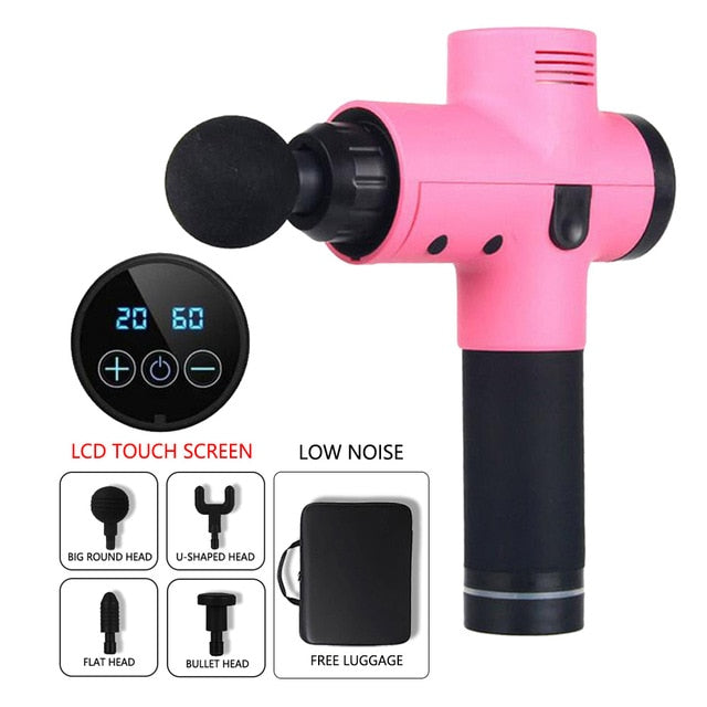 LCD Display Body Massage Gun Exercising Muscle Electric Massager Gun head Massager for Neck and Back Vibrator Slimming Shaping
