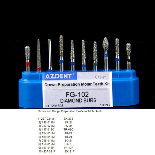 AZDENT  Dia.1.6mm  Dental Diamond Burs Drills High Speed Handpiece Polishing Whitening Tools Dental Burs for Teeth Whitening