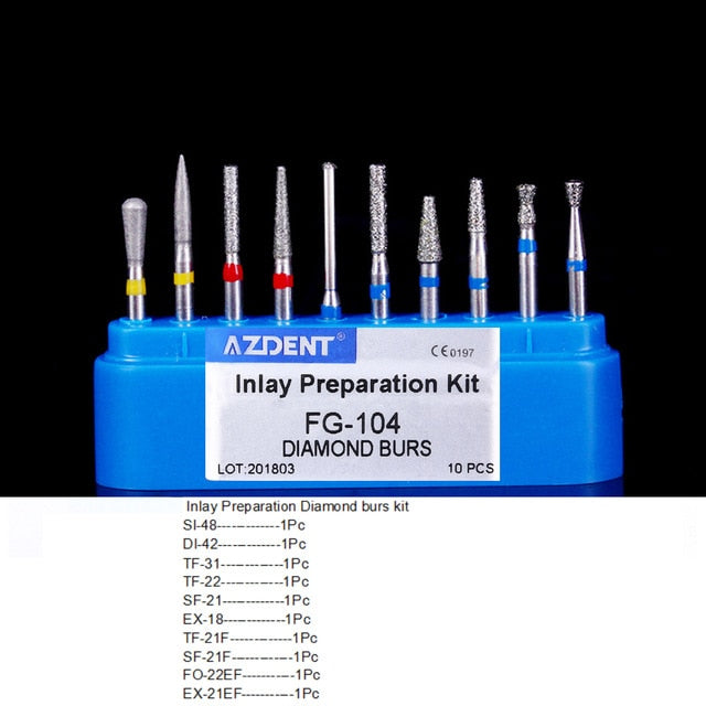 AZDENT  Dia.1.6mm  Dental Diamond Burs Drills High Speed Handpiece Polishing Whitening Tools Dental Burs for Teeth Whitening