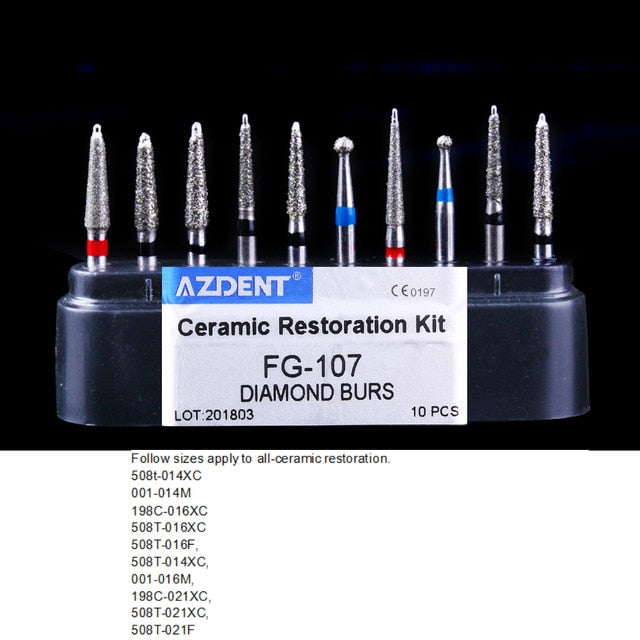 AZDENT  Dia.1.6mm  Dental Diamond Burs Drills High Speed Handpiece Polishing Whitening Tools Dental Burs for Teeth Whitening