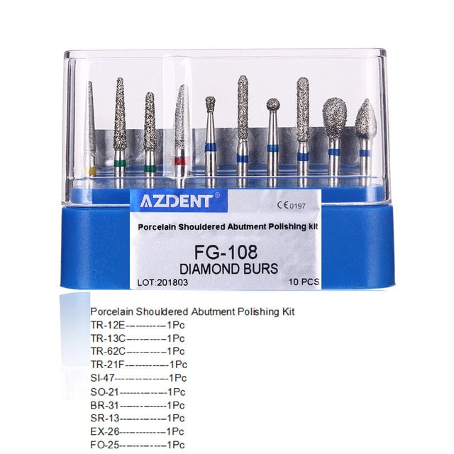 AZDENT  Dia.1.6mm  Dental Diamond Burs Drills High Speed Handpiece Polishing Whitening Tools Dental Burs for Teeth Whitening