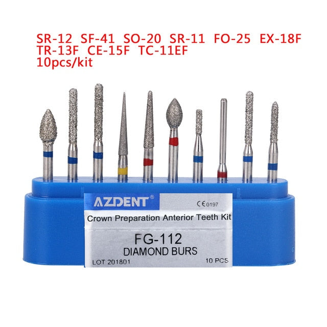 AZDENT  Dia.1.6mm  Dental Diamond Burs Drills High Speed Handpiece Polishing Whitening Tools Dental Burs for Teeth Whitening